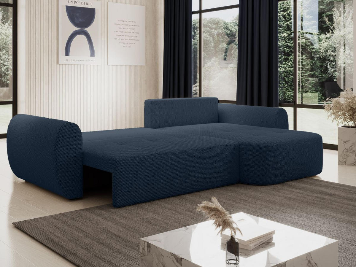 ECKSOFA Avessio Dunkelblau - Schwarz/Dunkelblau, Holz/Kunststoff (282/170cm) - Graingold