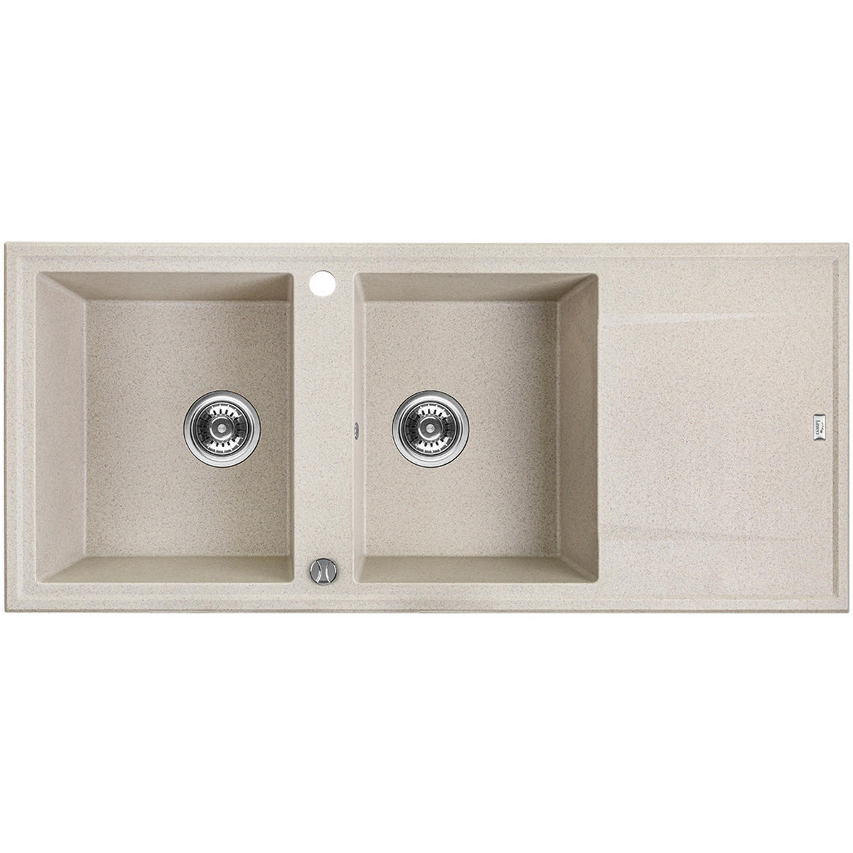 EINBAUSPÜLE Megalo Beige, Doppelbecken, 50/116/18,5 cm - Beige, Stein (50/18.5/116cm) - bad land