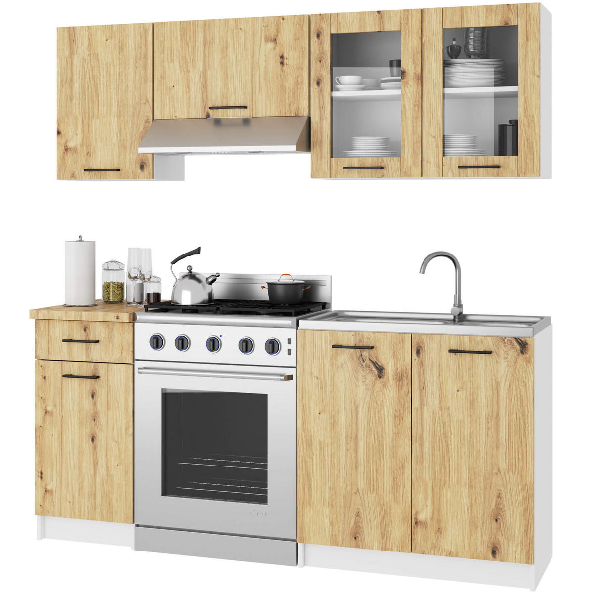 HÄNGESCHRANK Weiß, Eiche Artisan 58/80/30,5 - Weiß/Eiche Artisan, Holzwerkstoff (80/58/30cm) - RAUMHIRSCH FURNITURE