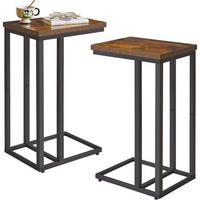 BEISTELLTISCH 2-teiliges Set C-Form Rustikal Braun Schwarz - Multicolor, Metall (40/30/63cm)