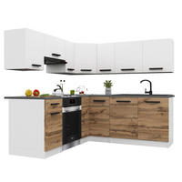 KÜCHENZEILE Italia 6 360 cm, mit Arbeitsplatten, Weiß-Goldbraun Matt - Weiß/Braun, Holz (360/143/60cm) - B BELINI GROUP