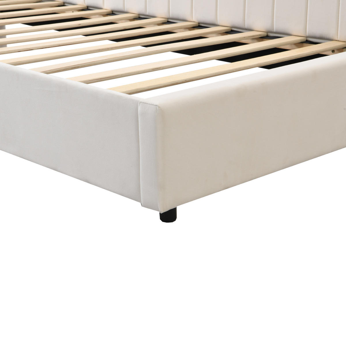 POLSTERBETT 90/200 cm Beige aus Samtstoff mit Lattenrost - Beige, Leder (90/200cm) - OKMYHOME