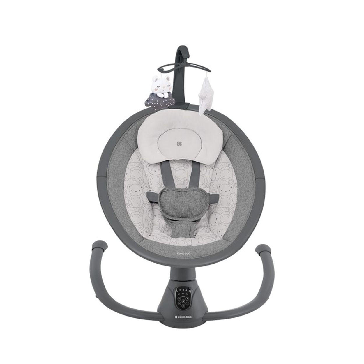 BABYWIPPE Twiddle dunkelgrau 5 Schaukelgeschwindigkeiten, Fernbedienung, Timer, 5-Punkt-Gurt - Grau, Metall - Kikka boo