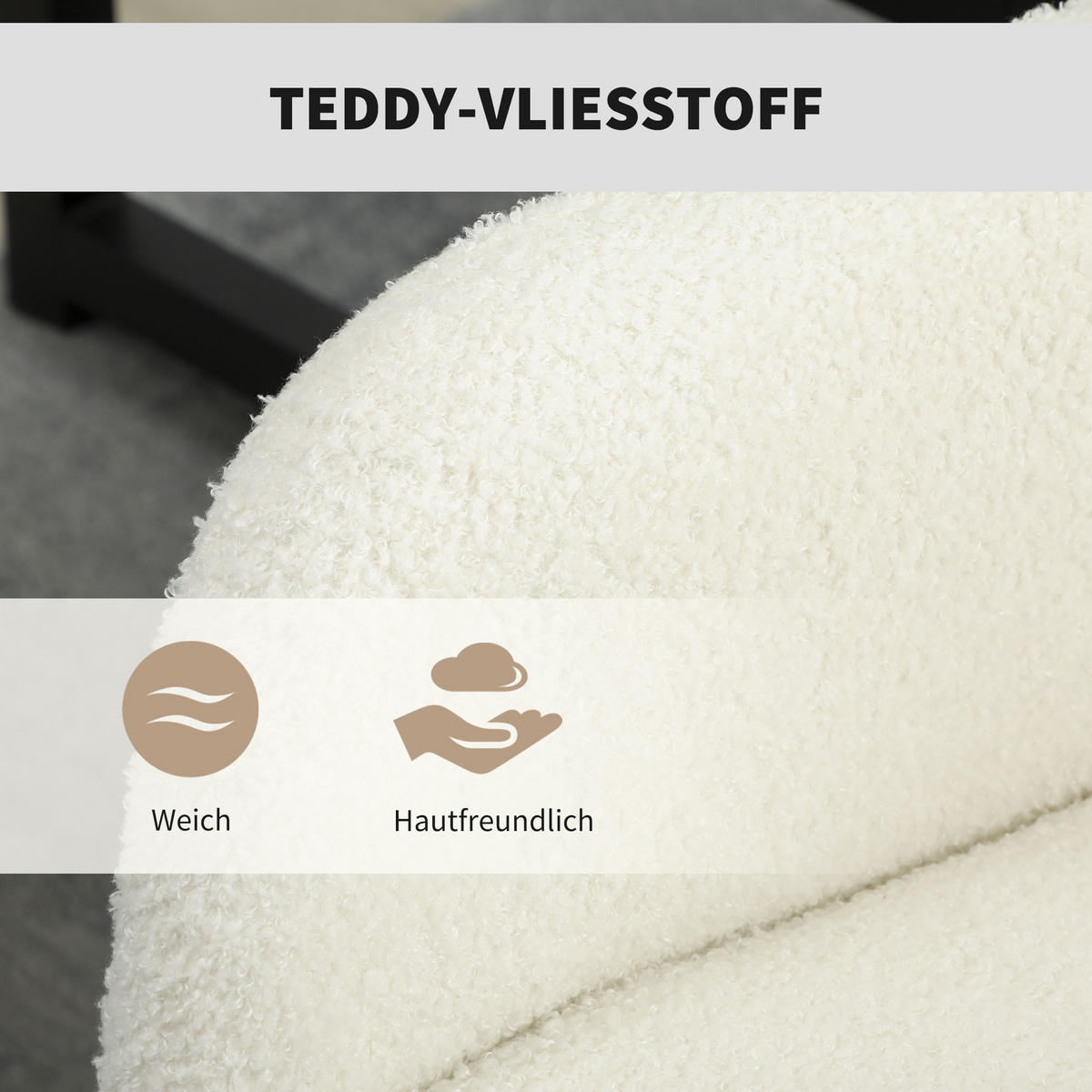 BÜROSTUHL DE-05185 Fleece-Stoff, höhenverstellbar & drehbar Cremeweiß - Creme, Metall (60.7/84/63.3cm) - ComfortXL