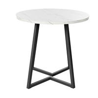 ESSTISCH rund 80/80/75 cm Weiß MDF Tisch mit Marmormuster und Metallgestell - Weiß, Holzwerkstoff (80/80/75cm) - OKWISH