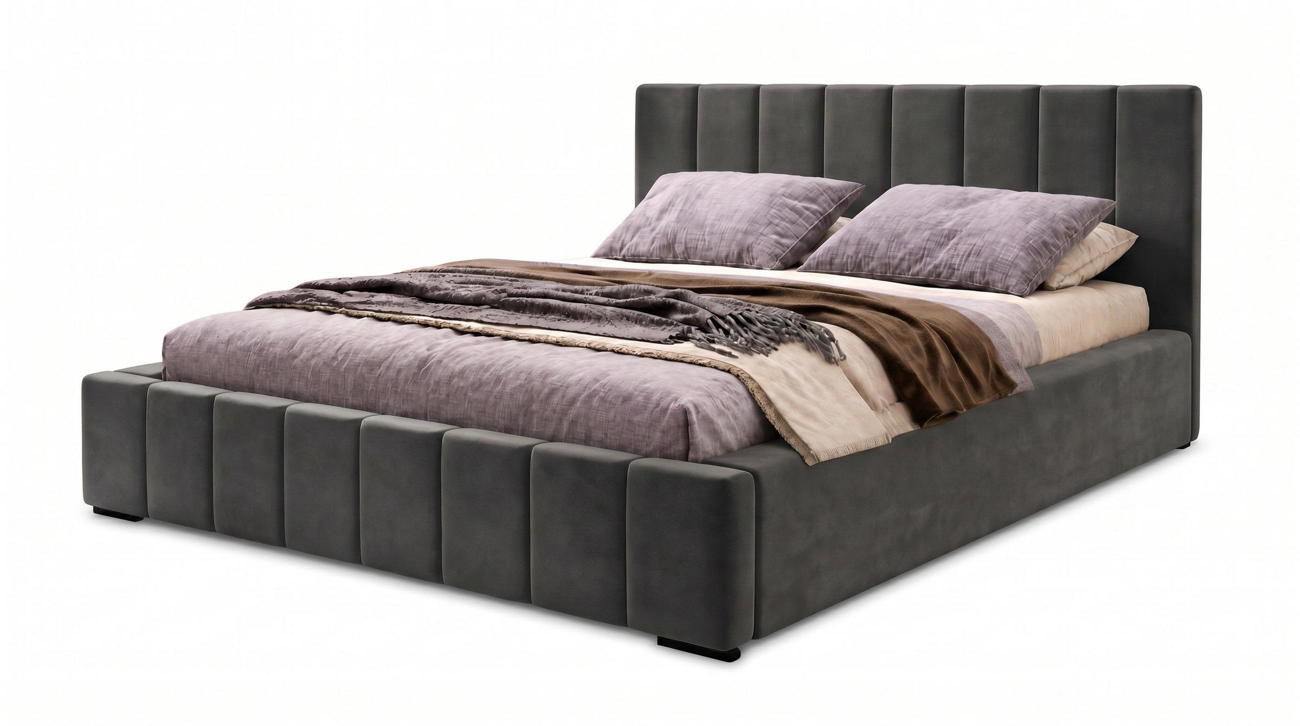 MARPUR Polsterbett NERO 160x200 cm mit Bettkasten und Lattenrost, Grau - Chromfarben/Grau, Holz/Holzwerkstoff (160/200cm) - Marpur
