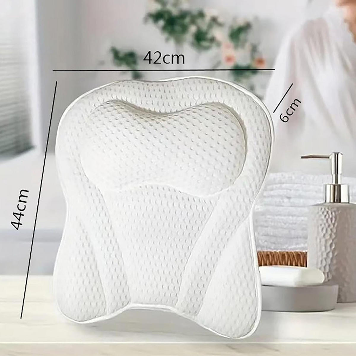 BADEKISSEN – 42 x 46 x 7 cm – Weiß - Weiß, Textil (42/21cm)