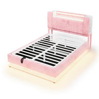STAURAUMBETT 140/200 cm mit LED und Stauraum, DE-02116, in Beige - Pink, Metall (140/200cm) - ComfortXL