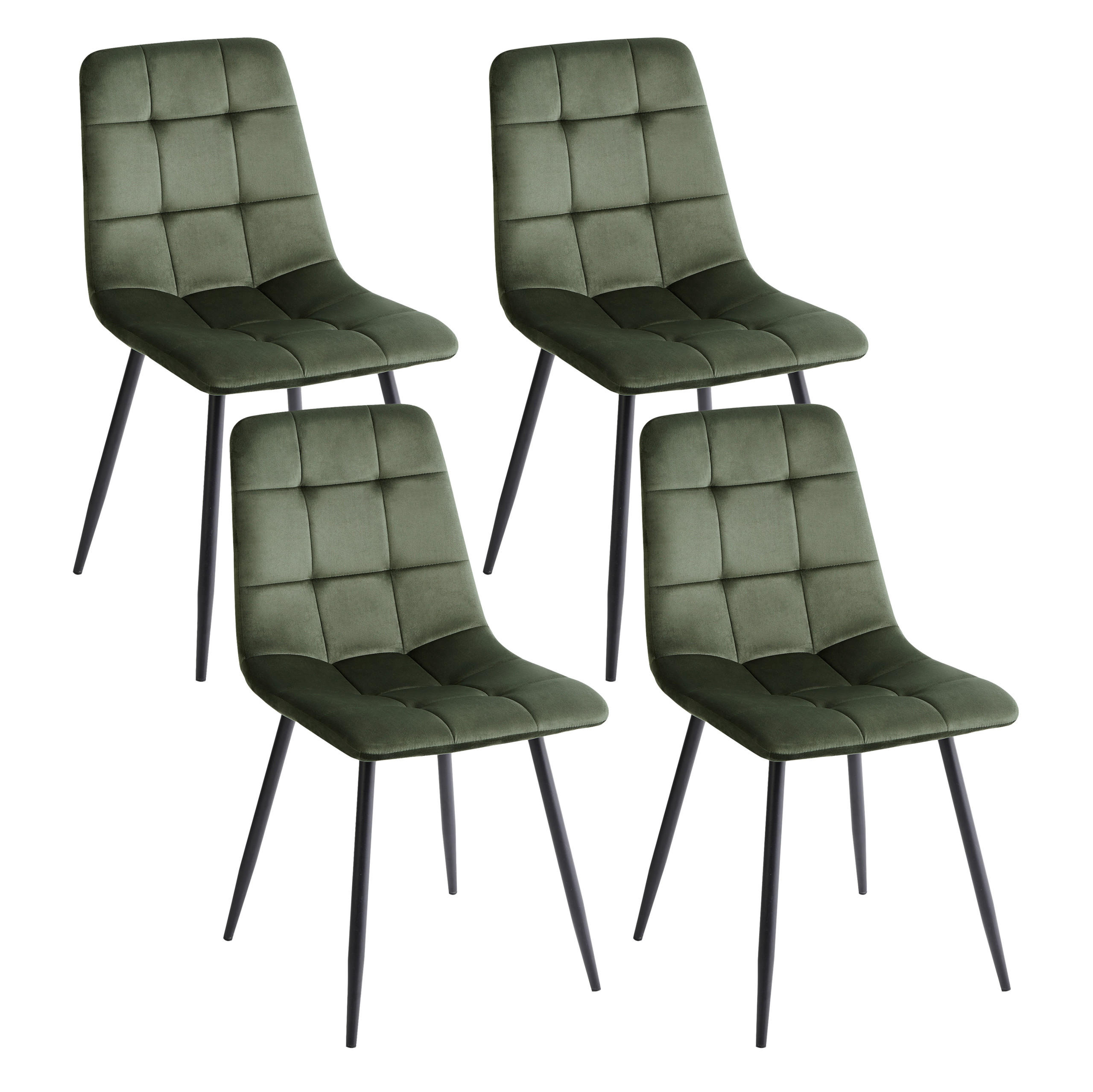 SCAUN DE BUCATARIE set de 4 catifea verde oliv Powell