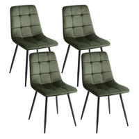 ESSZIMMERSTUHL 4er Set Samtstoff Olivgrün Powell - Schwarz/Olivgrün, Textil/Metall (45/88/62cm) - Beliani