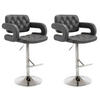 BARHOCKER Dubai, 2er Set, Gestell Metall in Chromoptik, Kunstleder Grau - Chromfarben/Grau, Kunststoff/Textil (52/100/55cm) - TPFLiving