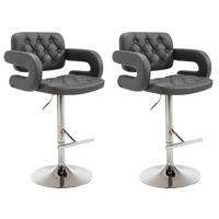 BARHOCKER Dubai, 2er Set, Gestell Metall in Chromoptik, Kunstleder Grau - Chromfarben/Grau, Kunststoff/Textil (52/100/55cm) - TPFLiving