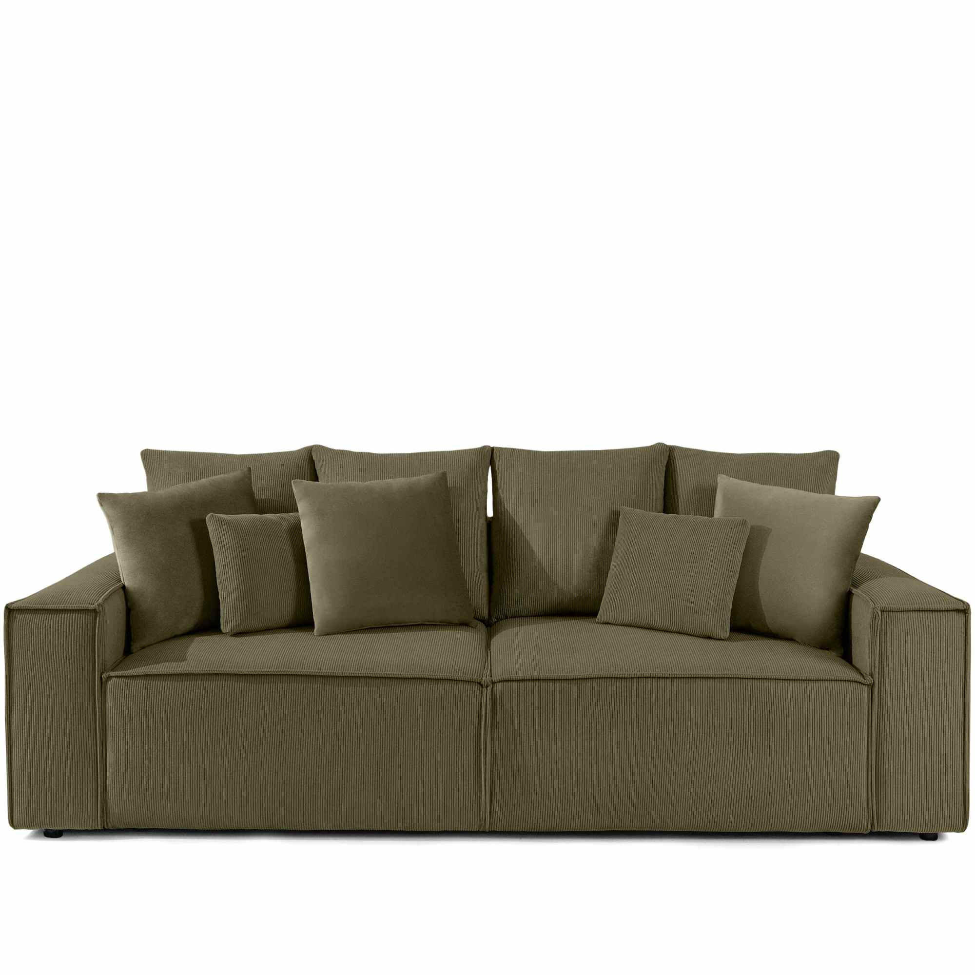 SCHLAFSOFA NAPI III 3-sitzer mit Kissen,Olivgrün - Olivgrün, Holz/Textil (244/89/101cm) - KONSIMO®
