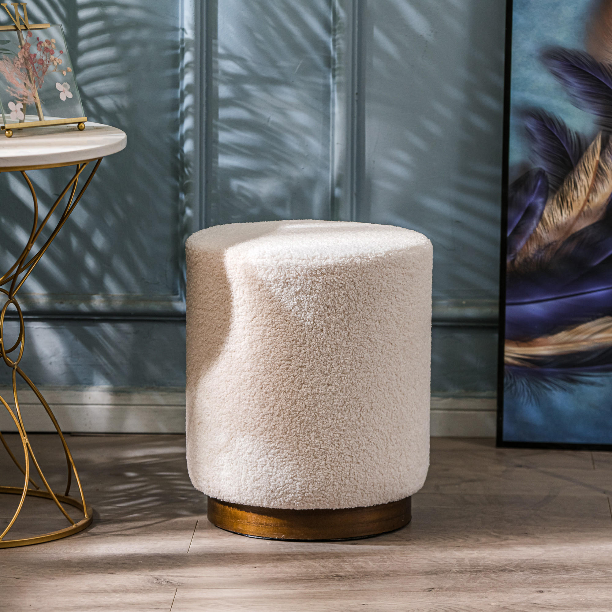 POUF Wolle Weiß - Weiß, Textil (35/42/35cm) - Nordlys