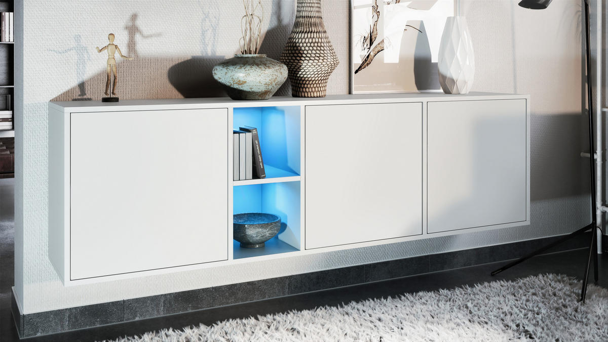 SIDEBOARD Cuba Türen in Weiß matt - Weiß, Holzwerkstoff (182/53/35cm) - Vladon