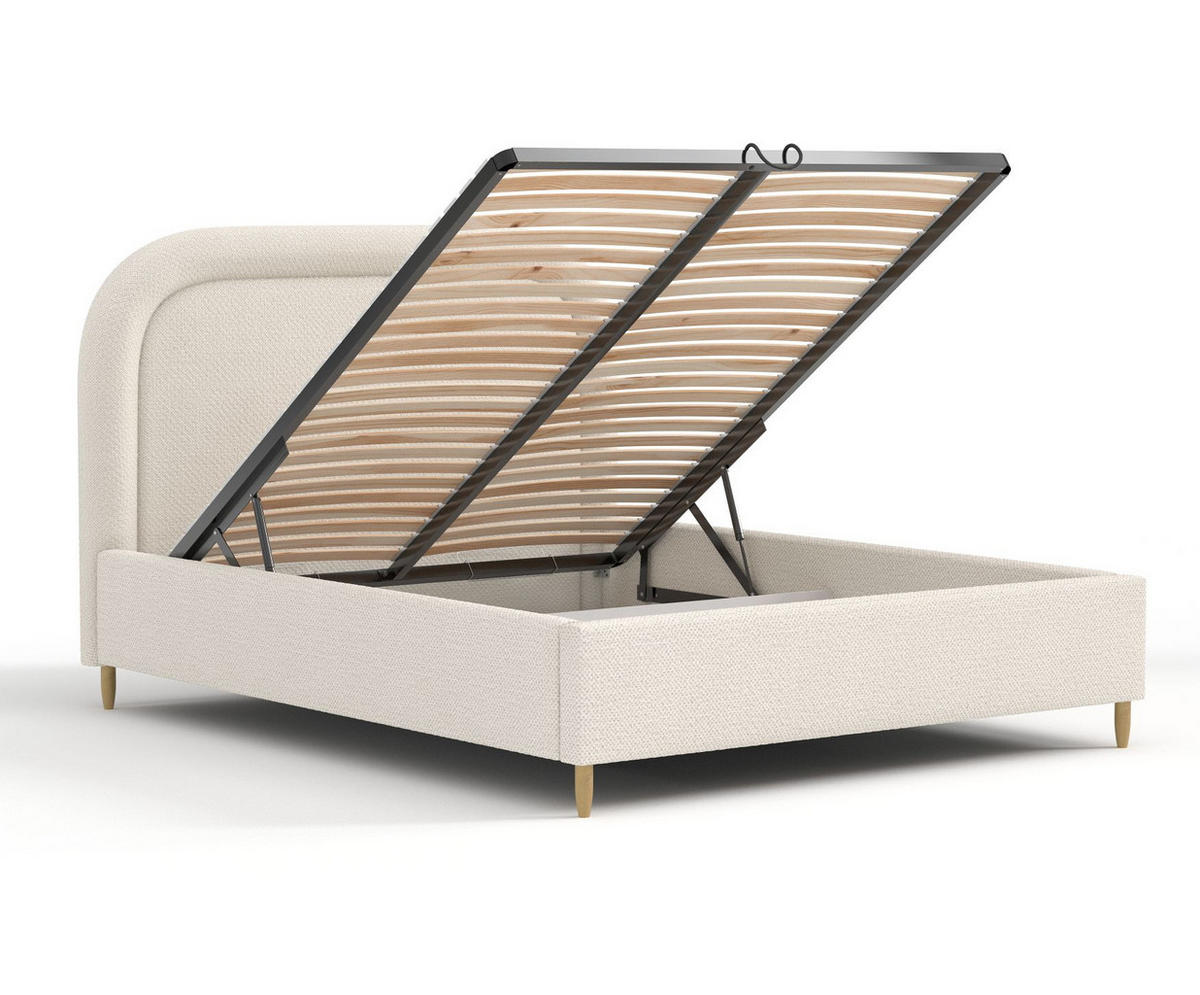 POLSTERBETT Mija Beige 120/200 cm im Chenille-Stoff - Beige/Naturfarben, Holz/Holzwerkstoff (120/200cm) - Maison de Reve