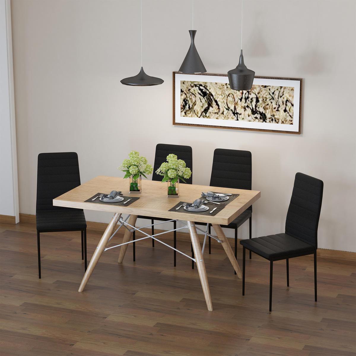 STÜHLE Schwarz 4 Stück - Schwarz, Textil (41/97/50cm) - GiPP