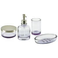 BADEZIMMER Set 4-teilig Glas violett Telma - Violett/Silberfarben, Glas (15/12/11cm) - Beliani