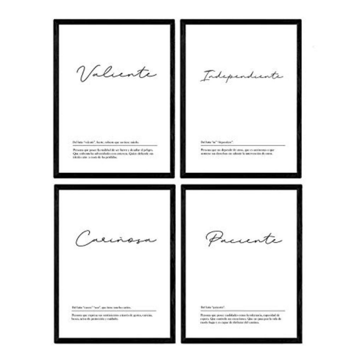 POSTER Set mit 4 Wortdefinitionen für Paare Mädchen Jahrgang A4 Rahmenlos - Klar, Papier (29.7/3cm) - Nacnic