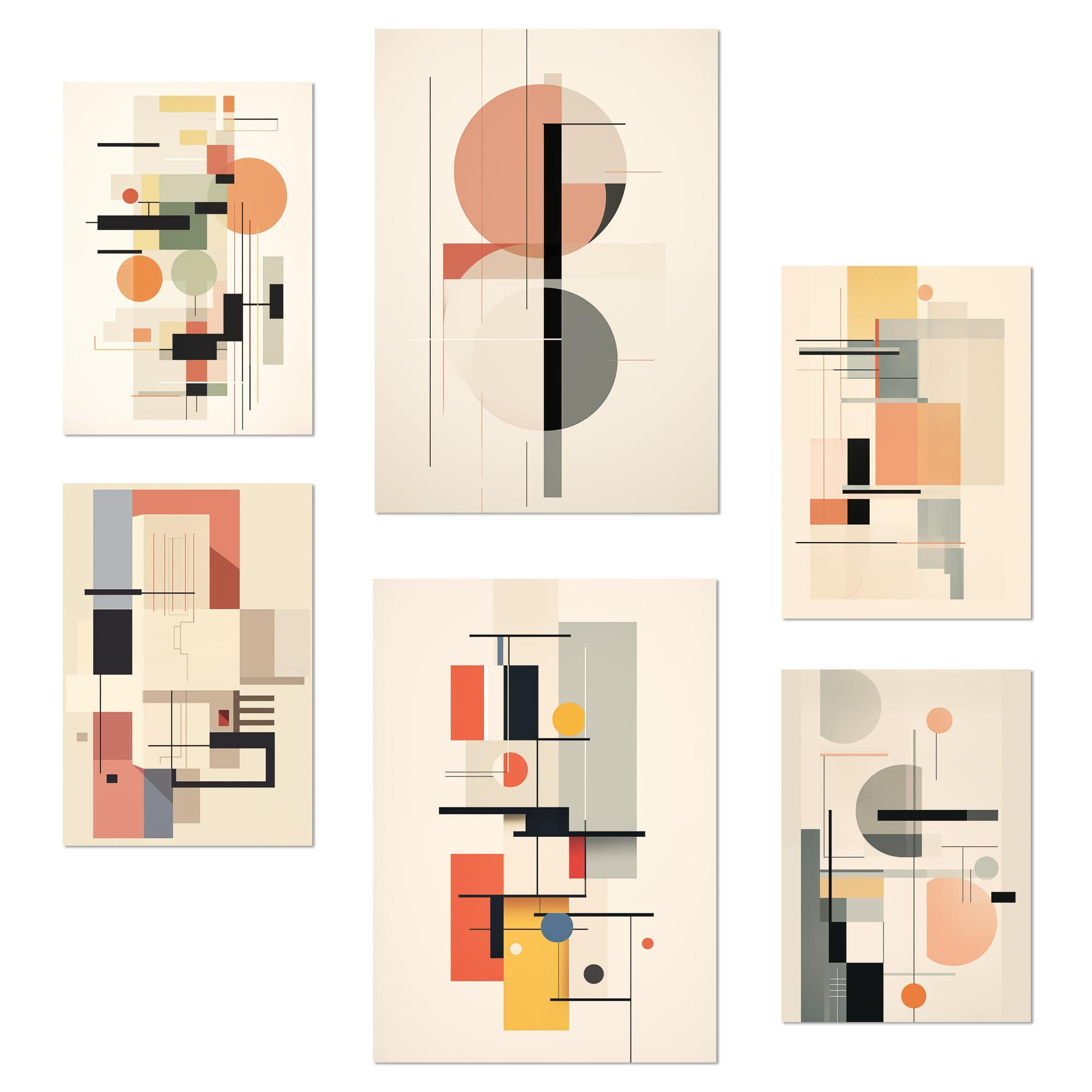 POSTER Set Mit 6 Bauhaus Celeste Celeste Graue Farben - Klar, Papier (29/3cm) - Nacnic