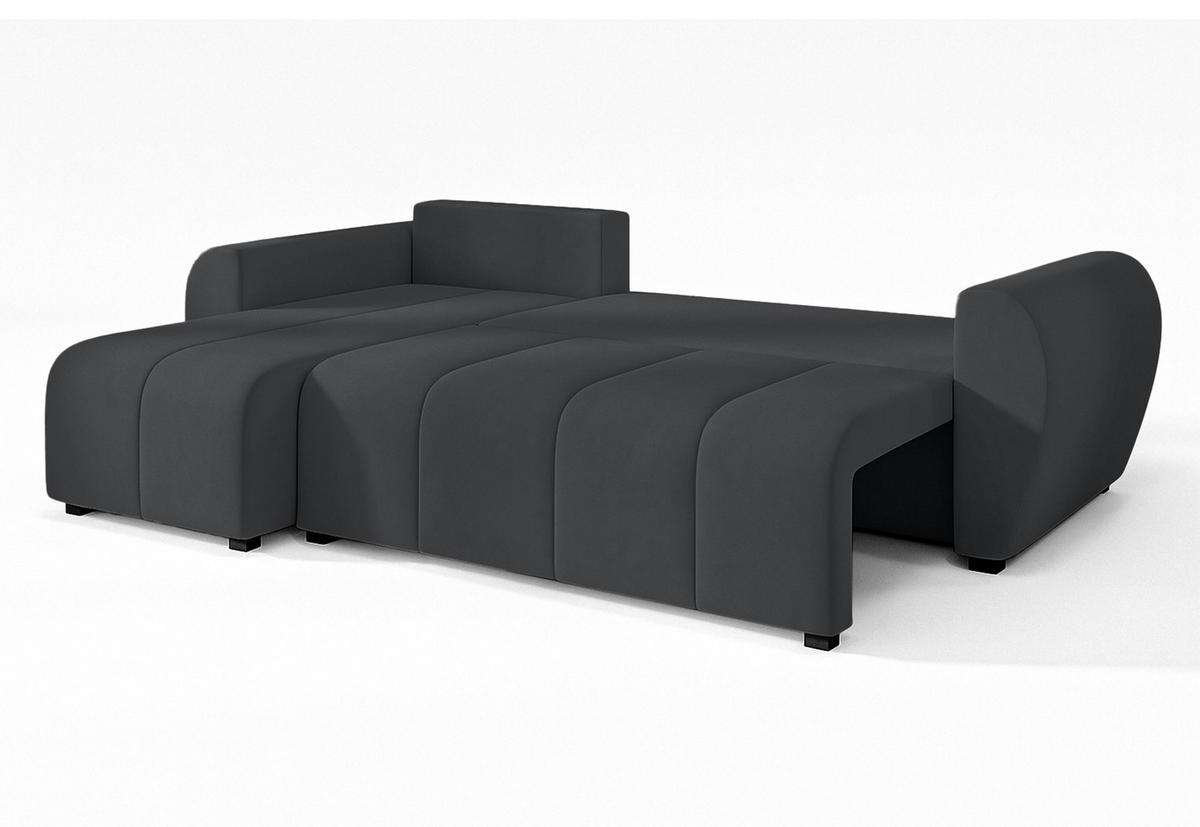 ECKSOFA L Form Malatya Dunkelgrau 246/145/82 cm stilvolle mit Schlaffunktion L - Dunkelgrau/Schwarz, Kunststoff/Textil (145/246cm) - AX Living