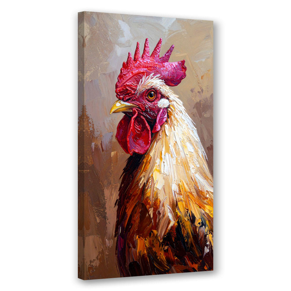 LEINWANDBILD Hahn Vogel Tier 60x120cm - Braun, Textil (60/120cm) - Feeby