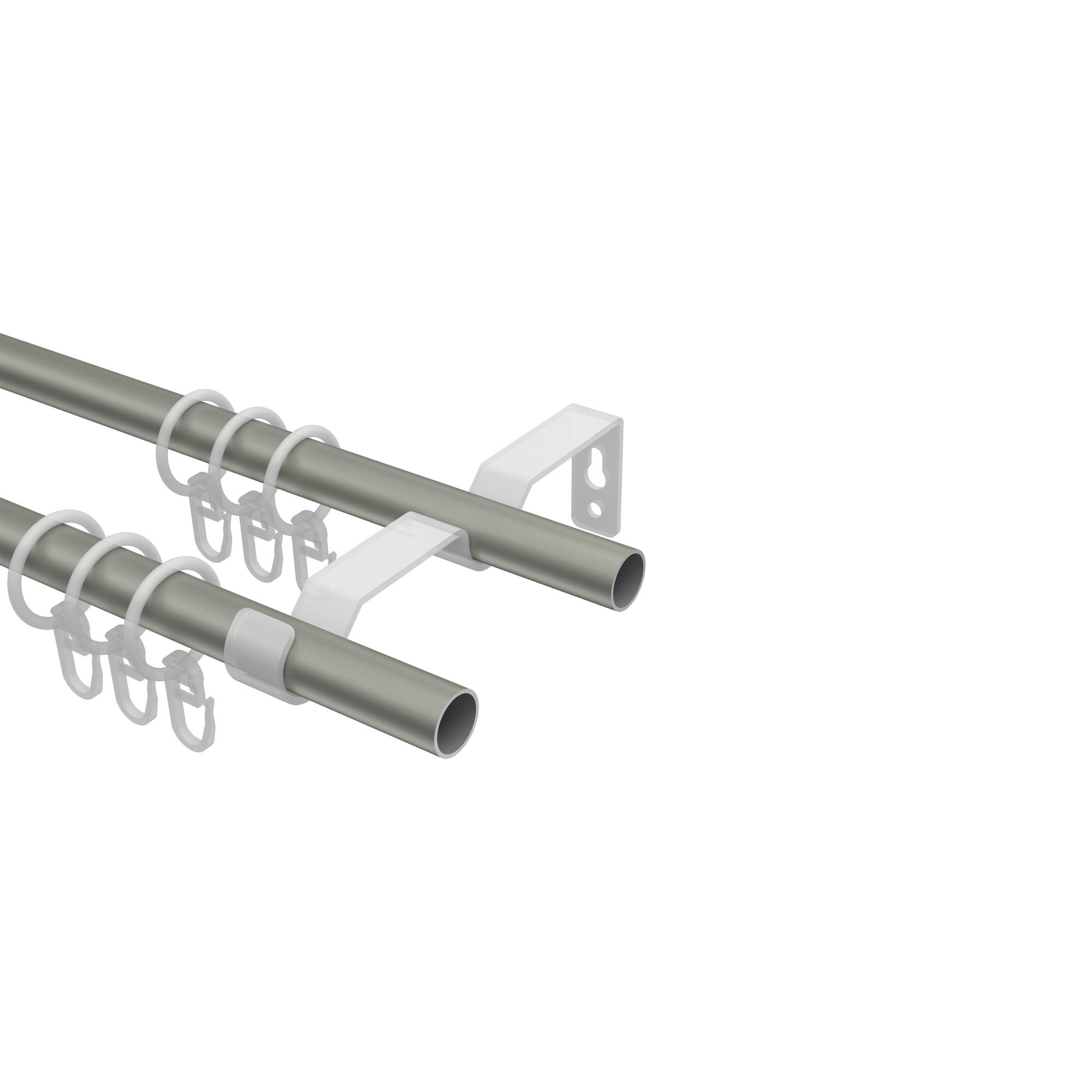 GARDINENSTANGE Olymp Alessia 100 cm, 2-läufig, 16 mm Ø Chrom matt - Chromfarben/Nickelfarben, Metall (100cm) - INTERDECO