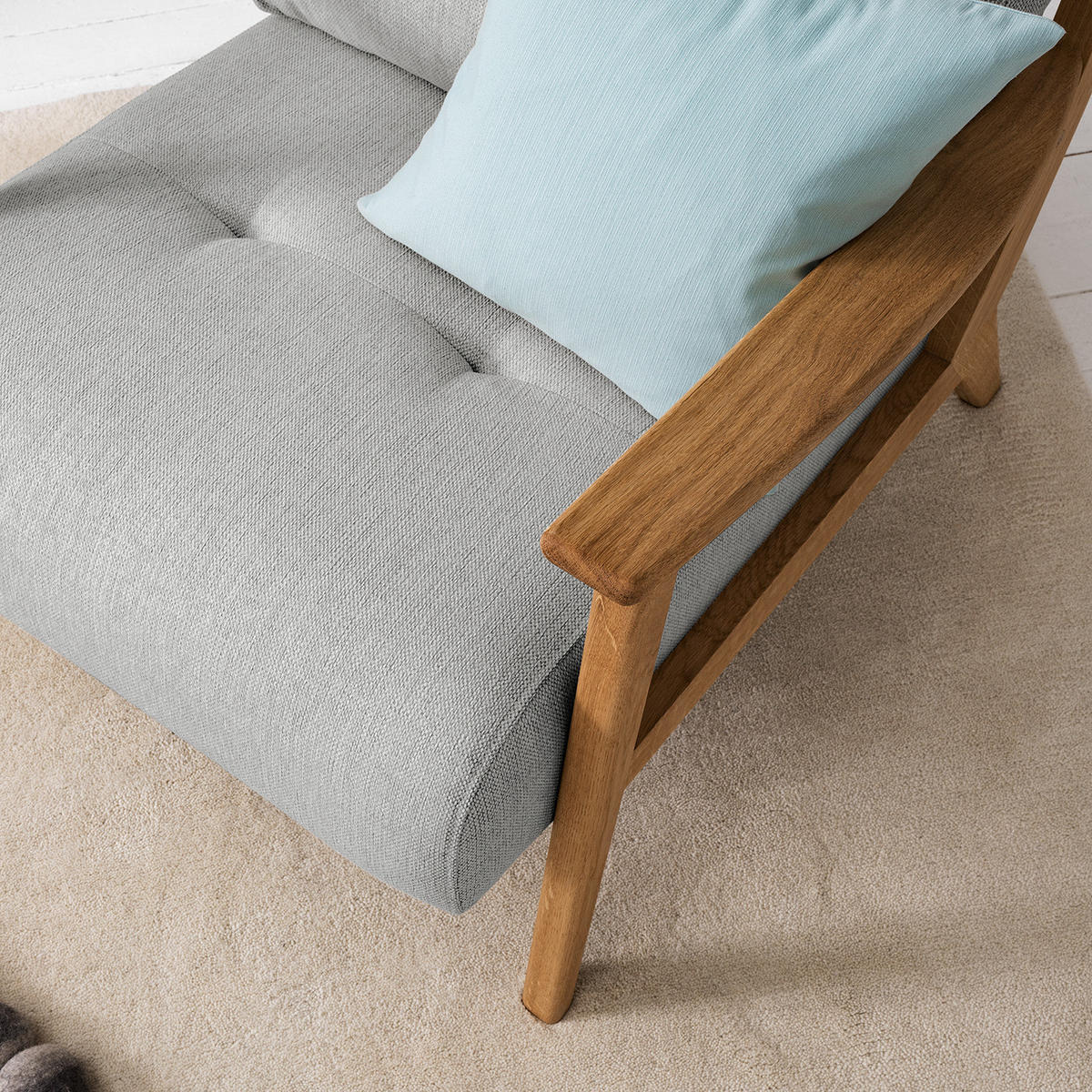 SESSEL - Hellgrau/Braun, Eichenholz/Holz (83/80/75cm) - home24