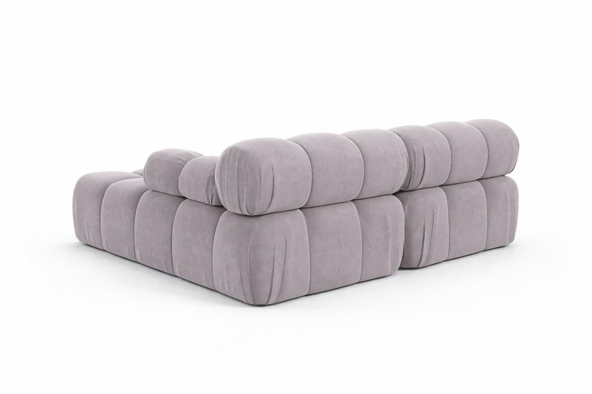 ECKSOFA L-Form Mini II Modular, Veloursstoff Salvador, Grau, Rechts, Selia - Grau, Holz (190/160cm) - Kaiser Möbel