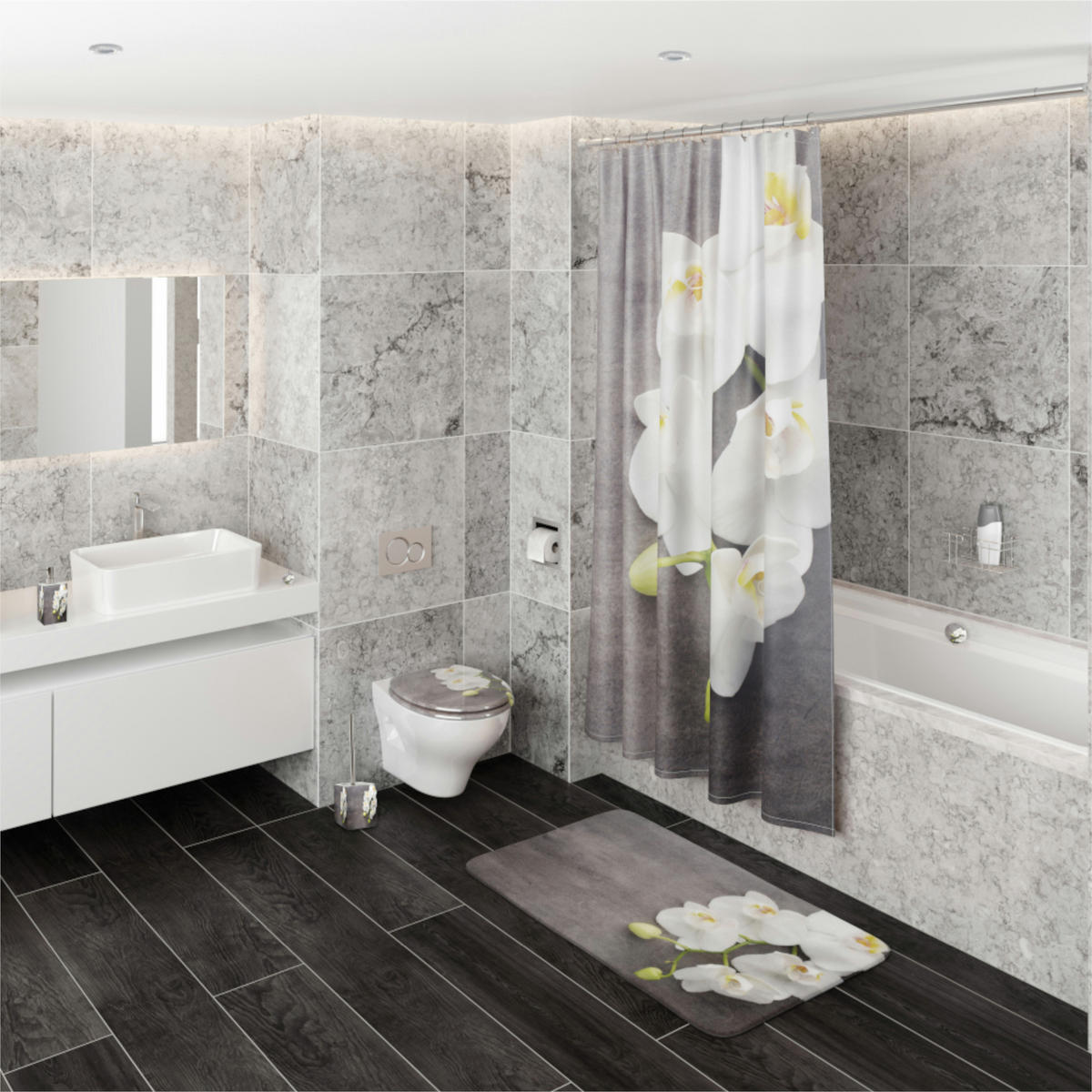 DUSCHVORHANG Pretty 180 x 200 cm - Grau, Textil (180/200cm) - Sanilo