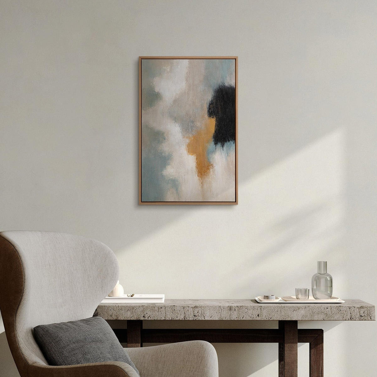 GEMÄLDE Lichtübergänge Schattenfugenrahmen Eichefarben 60x40 cm - Eichefarben, Holz (60/40cm) - YS-art gallery