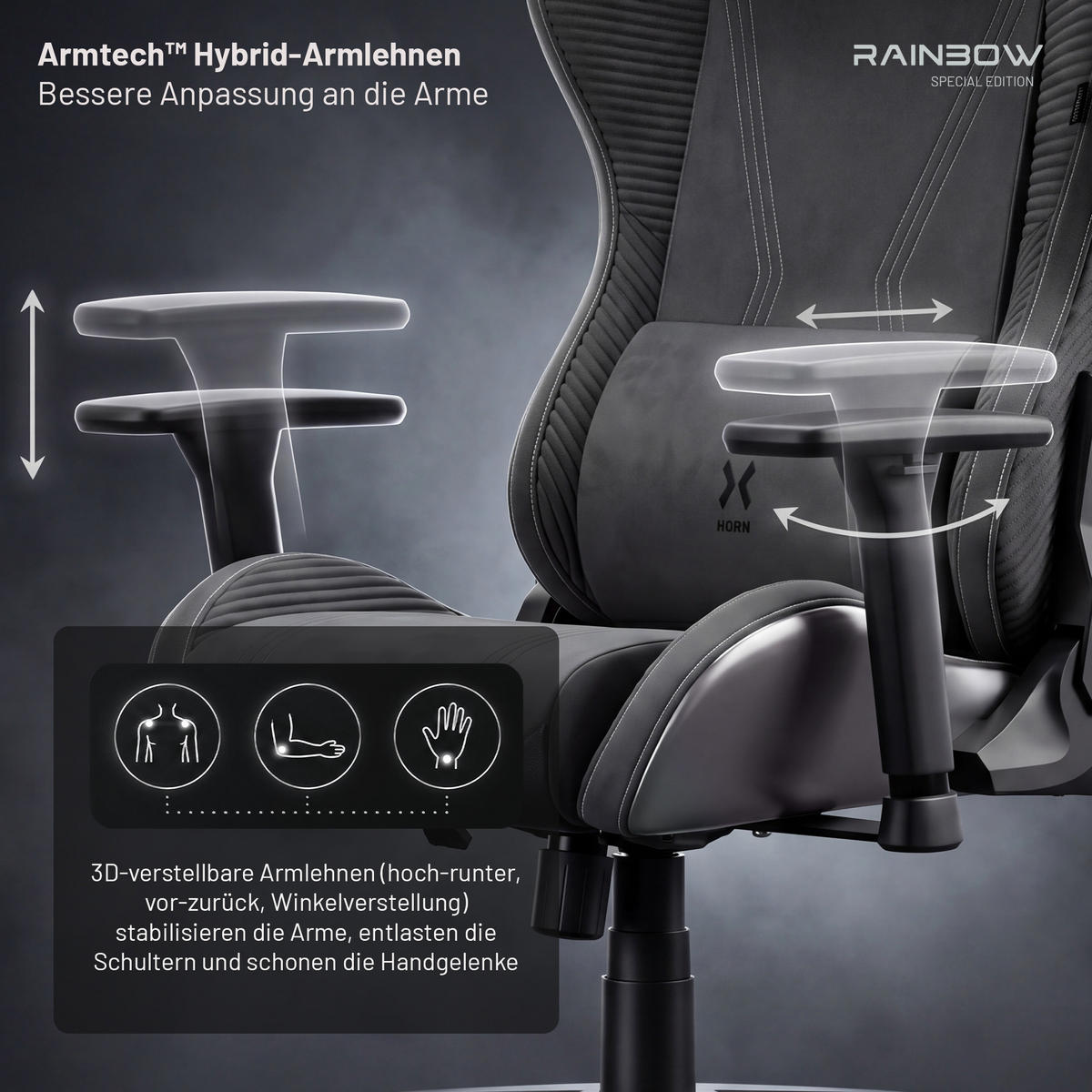 GAMINGSTUHL X-Horn 2.0. - Grau, Textil (74/122/53cm) - Diablo Chairs