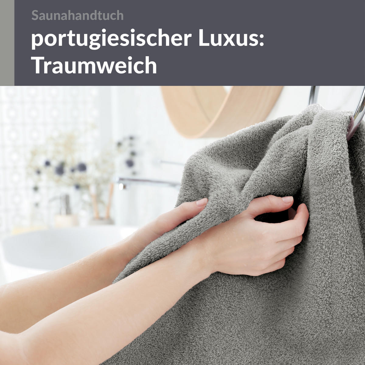 BADETUCH London Stein Grau 100x200 cm - Grau, Textil (100/200cm) - Lashuma