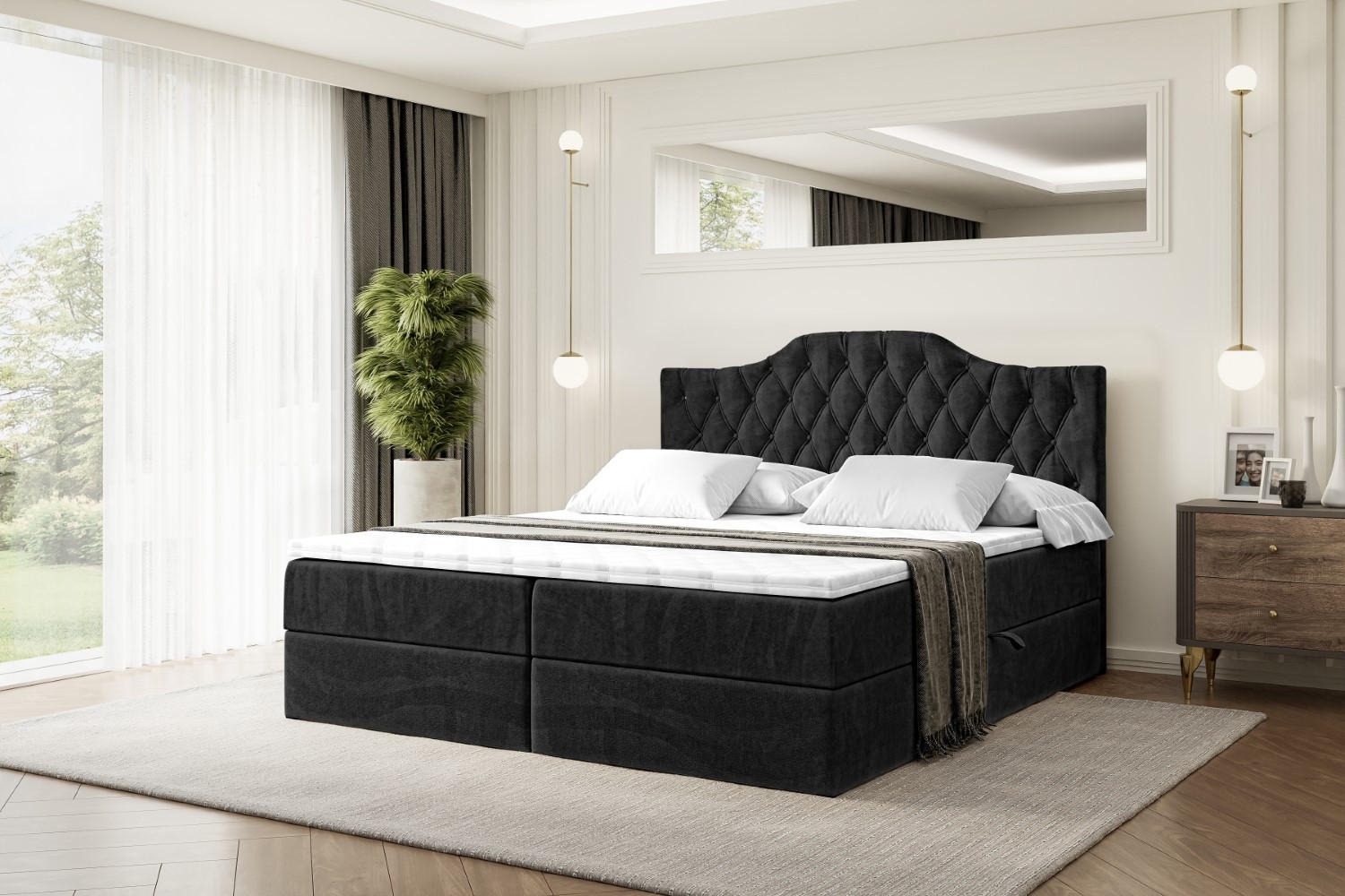 BOXBETT mit Matratze H4 und Lattenrost - VILA-1 - 120x200 cm - H4 - Schwarz - Schwarz, Holzwerkstoff (120/200cm) - ALTDECOR