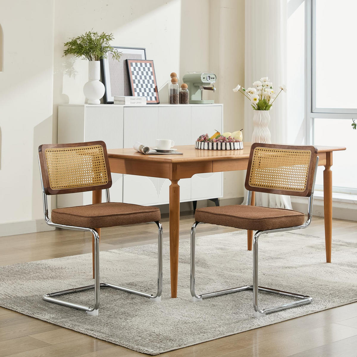 SCHWINGSTUHL DE-36300 2er-Ser mit Rattan-Rückenlehne Kaffee - Braun, Metall (47/81/59cm) - ComfortXL