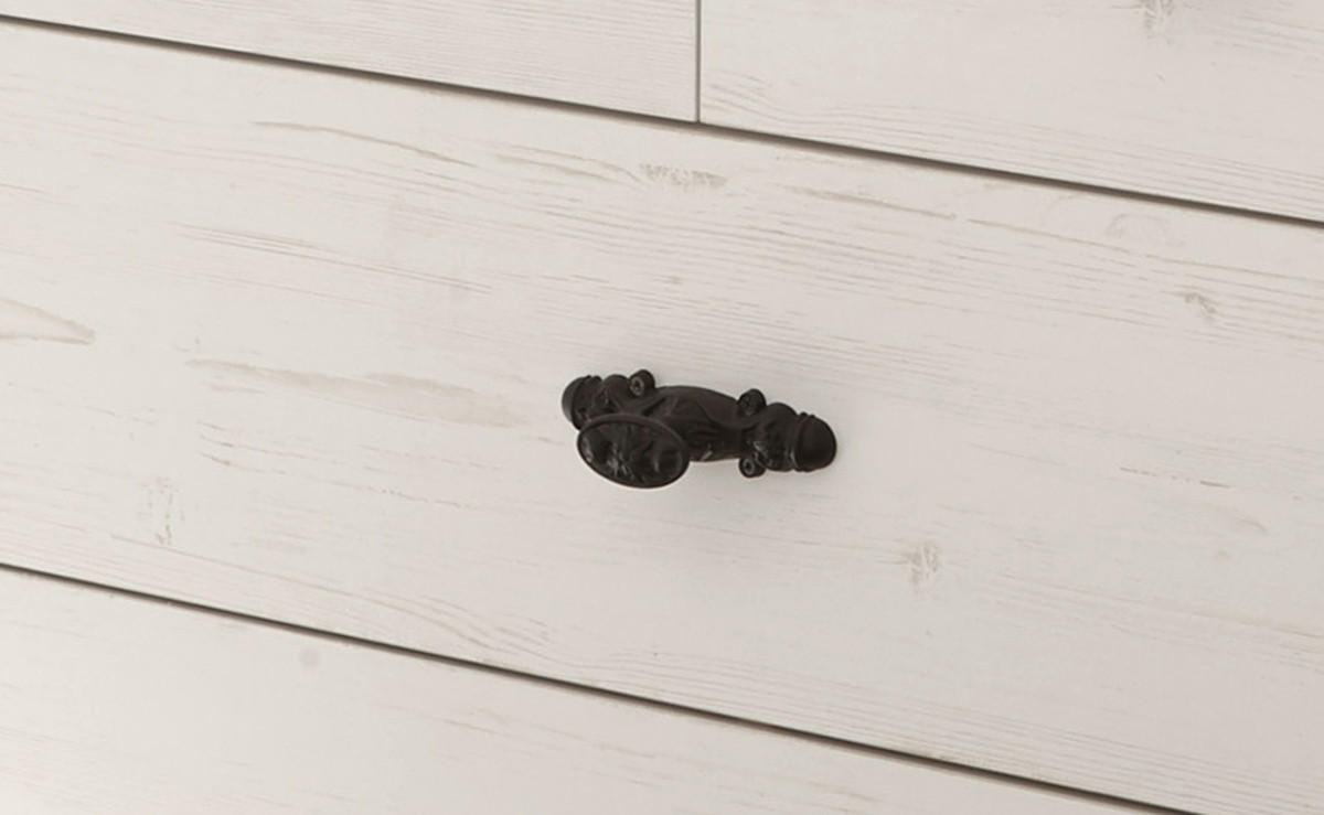 KOMMODE Pinie weiß, Oslo Pinie Landhaus, 107 x 89 cm - Anthrazit/Weiß, Holzwerkstoff/Metall (107/87/45cm) - Furn.Design