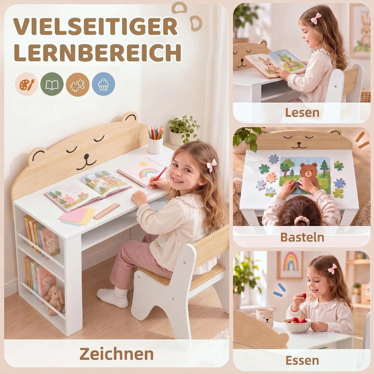 KINDERSITZGRUPPE 2er Set Spanplatte MDF Weiß - Weiß, Holzwerkstoff (41.2/74.5/80cm) - AIYAPLAY