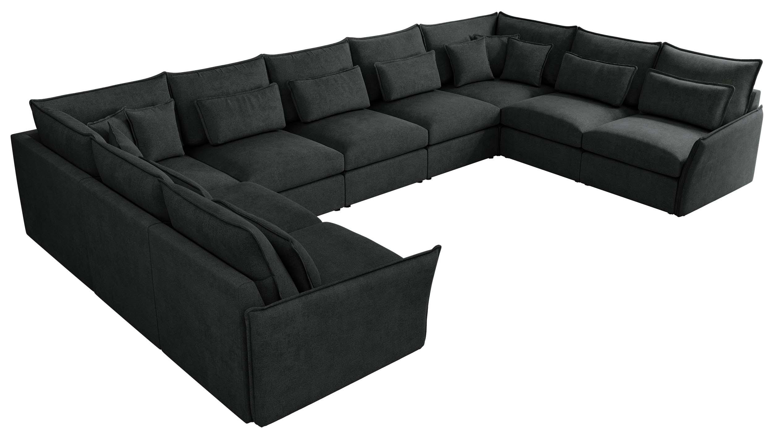 WOHNLANDSCHAFT VERSO U 9M Dunkelgrau Struktur - Dunkelgrau/Schwarz, Kunststoff/Textil (442/93/270cm) - MKS
