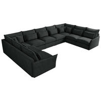 WOHNLANDSCHAFT VERSO U 9M Dunkelgrau Struktur - Dunkelgrau/Schwarz, Kunststoff/Textil (442/93/270cm) - MKS