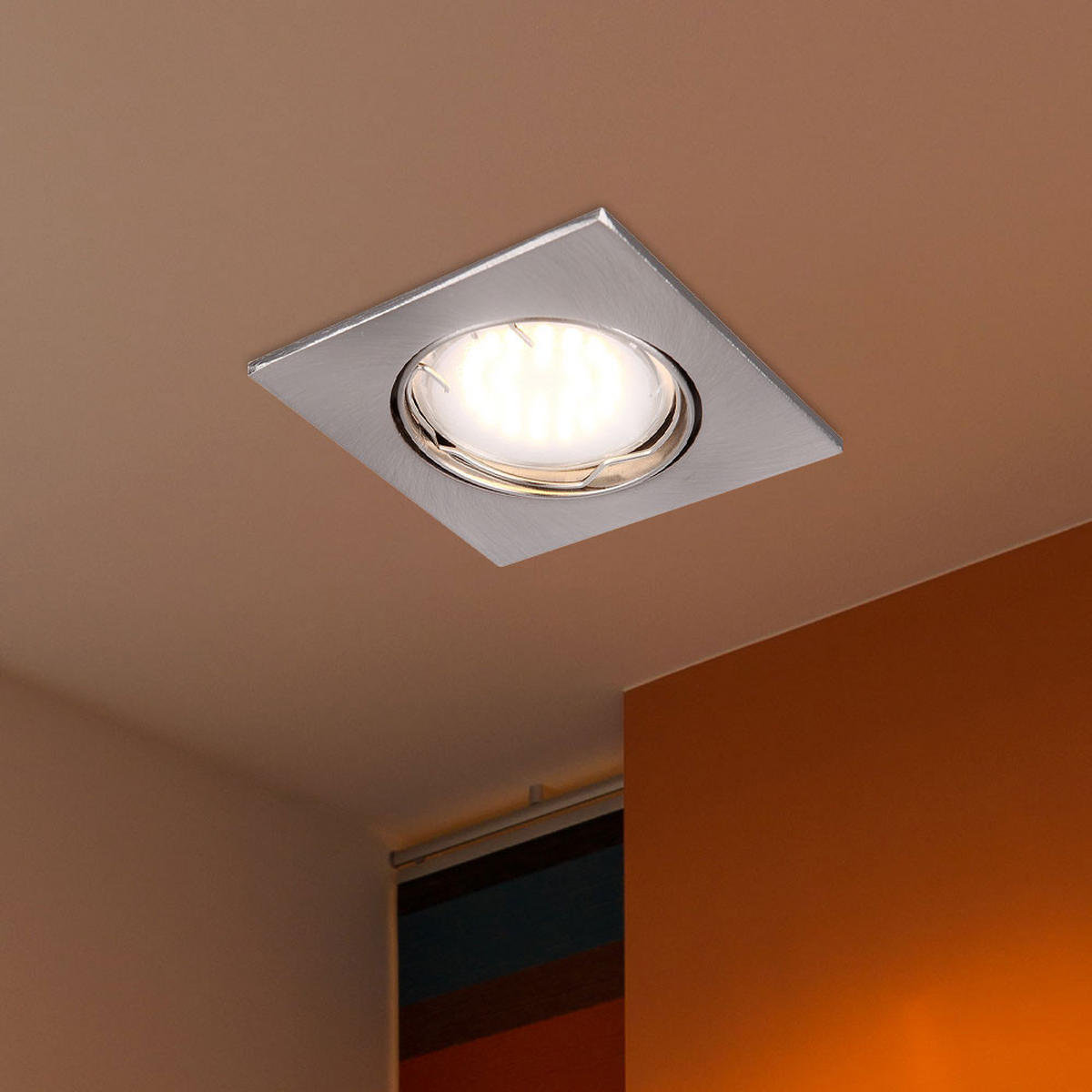 LED EINBAUSTRAHLER Aluminium Silber beweglich - Silberfarben, Metall (8/8/10cm) - Globo Lighting