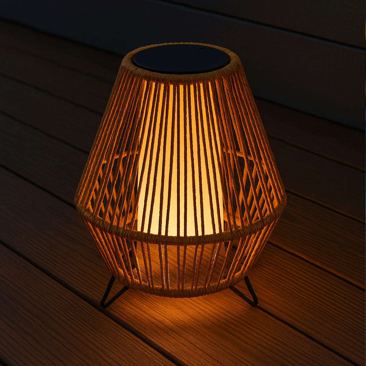 SOLARLATERNE SALOMEA beige - Beige, Naturmaterialien (26/26/26cm) - Lumisky