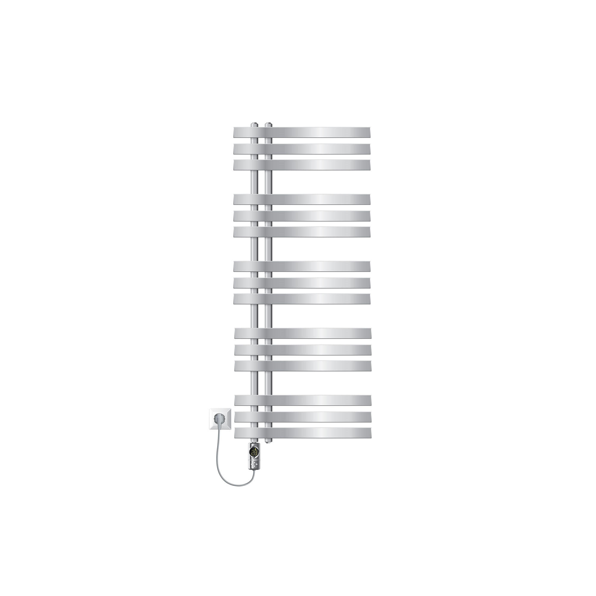 BADHEIZKÖRPER elektrisch Iron EM 500x1200 mm Chrome mit Heizstab 1200W Digital - Chromfarben, Metall (50/120/3cm) - LuxeBath