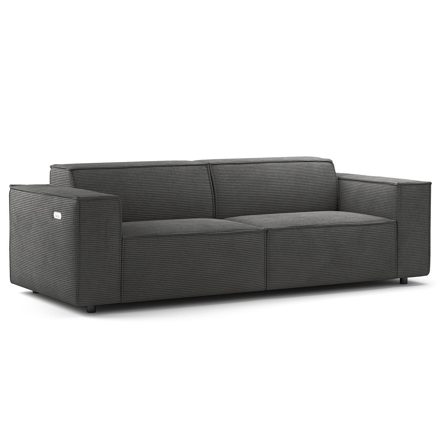 2,5-SITZER SOFA - Anthrazit/Schwarz, Kunststoff/Textil (223/70/96cm) - home24