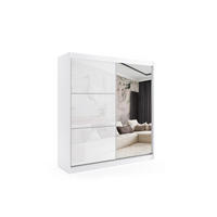 KLEIDERSCHRANK mit Spiegel-Schiebetüren und Aluminium-Leisten - VIVI - 200 cm Weiß - Weiß, Holzwerkstoff (200/216/61cm) - ALTDECOR