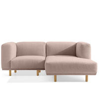 ECKSOFA-RECHTS FOSERO, Bouclé - Pink/Buchefarben, Holz/Holzwerkstoff (204/155cm) - KONSIMO®