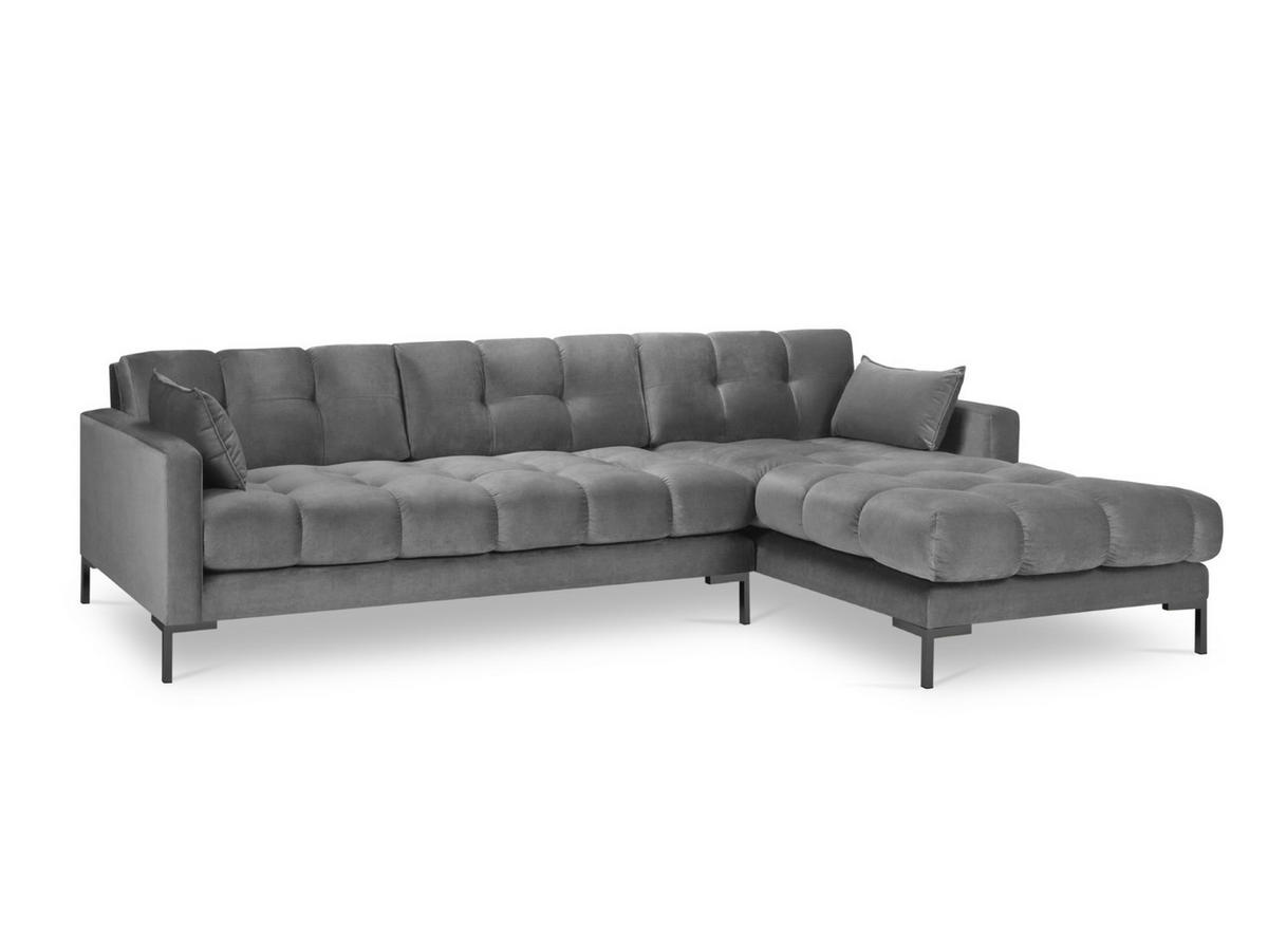 ECKSOFA rechts Mamaia aus Samt hellgrau 5 Sitzplätze - Hellgrau, Textil (185/293cm) - Micadoni