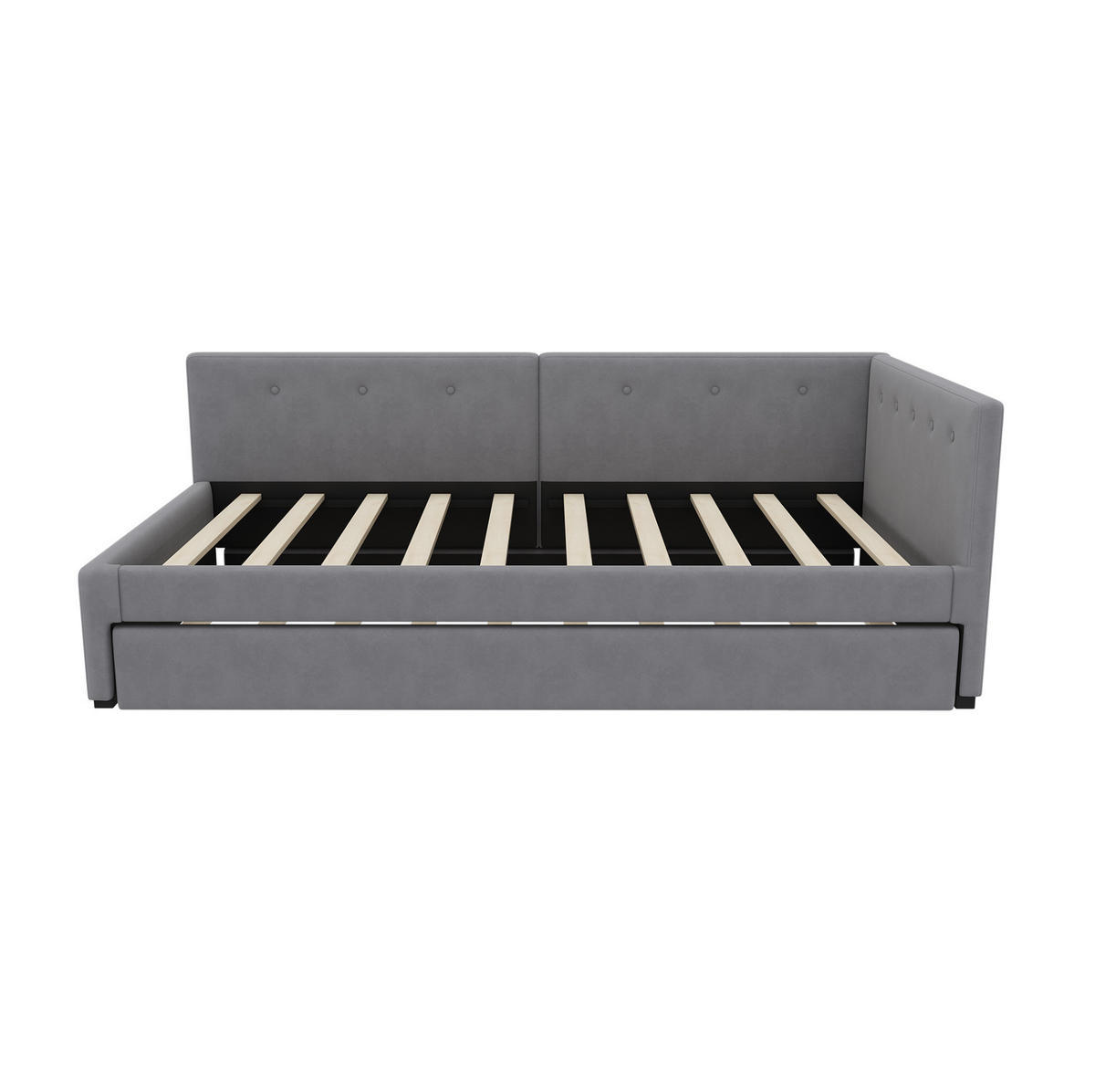 TAGESBETT aus Samt und MDF 90x200 cm Grau mit ausziehbarem Rollbett - Grau, Textil (90/200cm) - IVMEU
