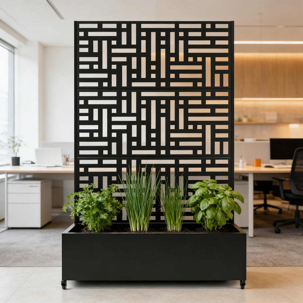 BLUMENKASTEN mit Trennwand Bernalda - Schwarz, Metall (120/186/40cm) - casa.pro