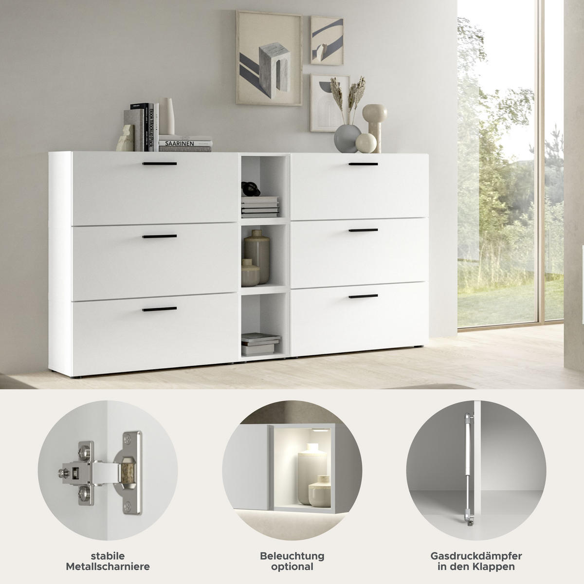 WOHNWAND The One weiß 176/34/99 cm - Weiß, Holzwerkstoff (176/99/34cm) - Xonox