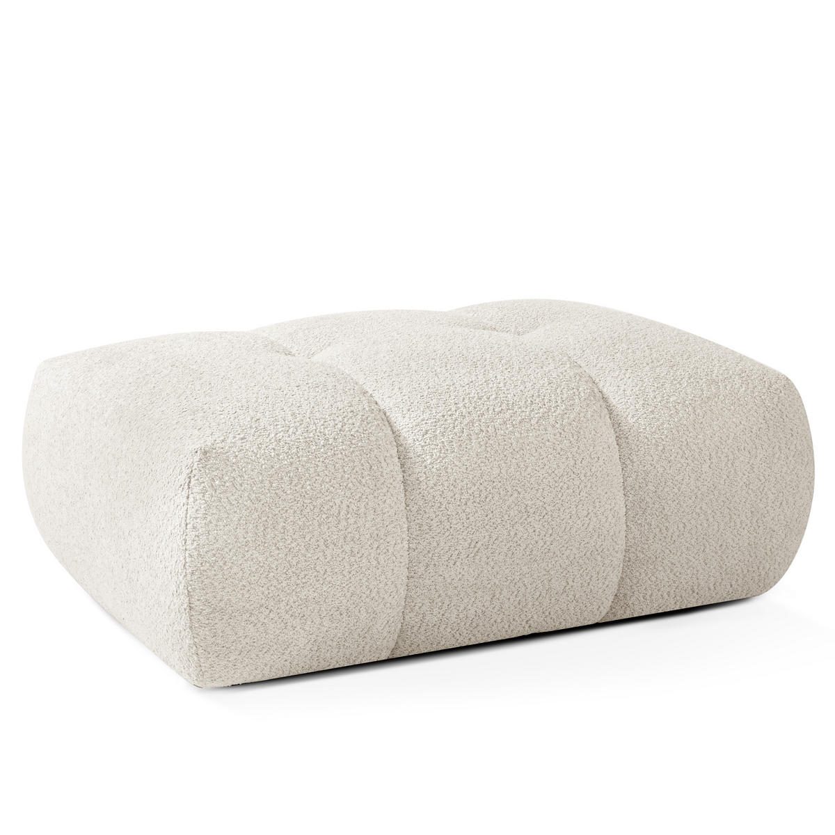 POUF LIRA, Weiß, Bouclé - Weiß, Holz/Holzwerkstoff (96/43/50cm) - KONSIMO®